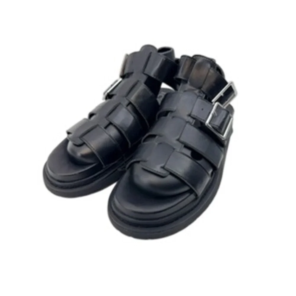 No Boundaries Womens Black Fisherman Sandals Platform Caged Straps Size 9